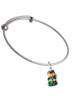 Resin Green Angel Holding Candy Cane Charm Bangle Bracelet