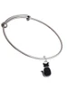 Large 2-D Black Cat Back Charm Bangle Bracelet