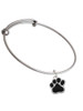 Large Black Paw Charm Bangle Bracelet