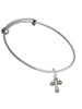 Antiqued Budded Cross Charm Bangle Bracelet