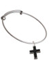 Large Black Enamel Cross with Decorated Sides Charm Bangle Bracelet