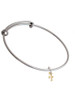 Gold Tone Super Mini Simple Cross Charm Bangle Bracelet