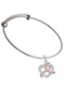 Heart Outline with Pink Ribbon Looping Through Charm Bangle Bracelet
