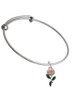 Pink Rose Flower Charm Bangle Bracelet