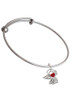 Lined Angel with Red Heart Charm Bangle Bracelet