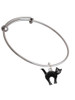 Arching Black Cat Charm Bangle Bracelet