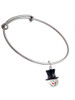 Resin Snowman Head with Top Hat Charm Bangle Bracelet