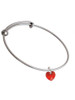 Red Crystal Heart Charm Bangle Bracelet