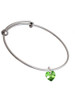 Lime Green Crystal Heart Charm Bangle Bracelet