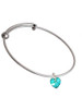 Teal Crystal Heart Charm Bangle Bracelet