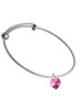 Hot Pink Crystal Heart Charm Bangle Bracelet