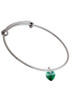 Green Crystal Heart Charm Bangle Bracelet