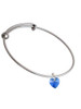 Blue Crystal Heart Charm Bangle Bracelet