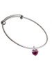 Purple Crystal Heart Charm Bangle Bracelet
