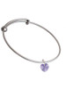 Hot Purple Crystal Heart Charm Bangle Bracelet