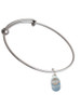Light Blue Baby Shoe with Crystal Strap Charm Bangle Bracelet