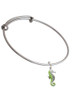 Green Seahorse Charm Bangle Bracelet
