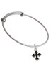Small Black Enamel Botonee Cross Charm Bangle Bracelet