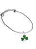 Green Three Leaf Clover - Shamrock Charm Bangle Bracelet
