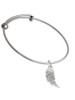 Textured Wing Charm Bangle Bracelet