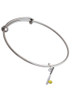 Enamel Softball and Bat Charm Bangle Bracelet