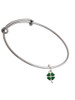 Mini Green Heart Four Leaf Clovers Charm Bangle Bracelet