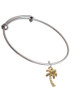 Gold Tone Palm Tree Charm Bangle Bracelet