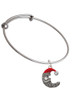 Large Crescent Moon Santa Face Charm Bangle Bracelet