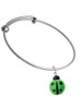 Resin Lime Green Ladybug Love Bug Charm Bangle Bracelet