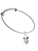 Resin White Snow Owl Charm Bangle Bracelet