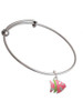 Hot Pink Tropical Fish with Lime Green Stripe Charm Bangle Bracelet