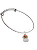 Santa Face with Curly Beard Charm Bangle Bracelet