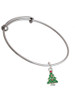Green Christmas Tree with Red Crystals Charm Bangle Bracelet