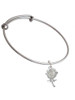 Antiqued Rose Charm Bangle Bracelet