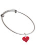 3-D Red Puffy Heart Charm Bangle Bracelet