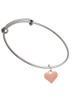3-D Pink Puffy Heart Charm Bangle Bracelet