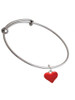 3-D Translucent Red Puff Heart Charm Bangle Bracelet