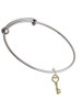 Open Gold Tone Heart Key Charm Bangle Bracelet