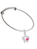 Open Sea Turtle with Hot Pink Plumeria Charm Bangle Bracelet