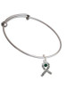 Scroll Ribbon with Green Crystal Charm Bangle Bracelet