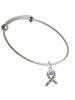 Scroll Ribbon with Lavender Crystal Charm Bangle Bracelet