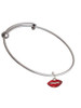Small Translucent Red Lips Charm Bangle Bracelet