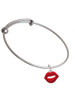 Red Lips Charm Bangle Bracelet