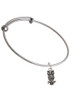 Antiqued Owl with Clear Crystal Eyes Charm Bangle Bracelet