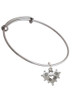 Large Heart with Flowers Charm Bangle Bracelet