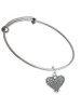Antiqued Snake Print Heart Charm Bangle Bracelet