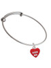 Acrylic Red "Be Mine / Kiss Me" Heart Charm Bangle Bracelet