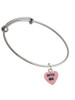Acrylic Pink "Dream On / Bite Me" Heart Charm Bangle Bracelet