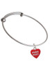 Acrylic Red "Cool Cat / Purr Fect" Heart Charm Bangle Bracelet