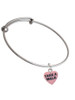 Acrylic Pink "Puppy Love / Take a Walk" Heart Charm Bangle Bracelet